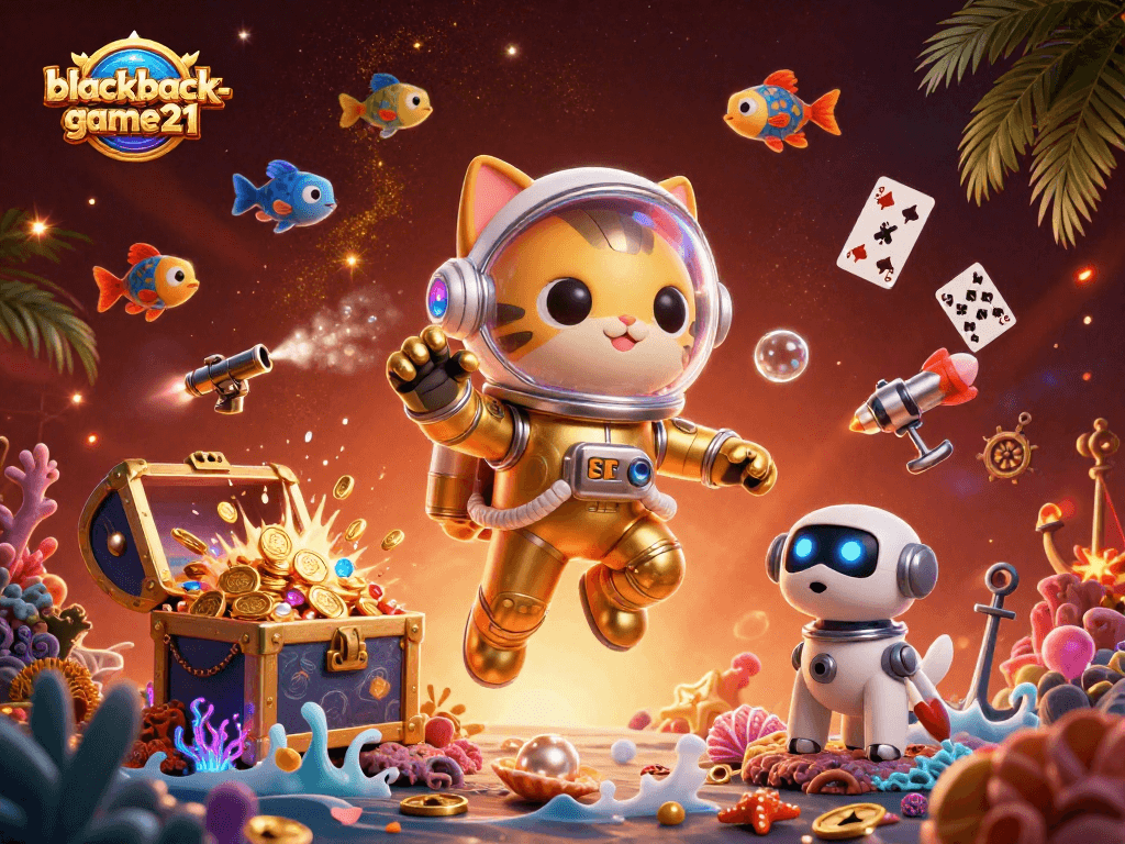 Experience thrilling gameplay with blackjack-game21 in a vibrant casino-themed digital illustration.