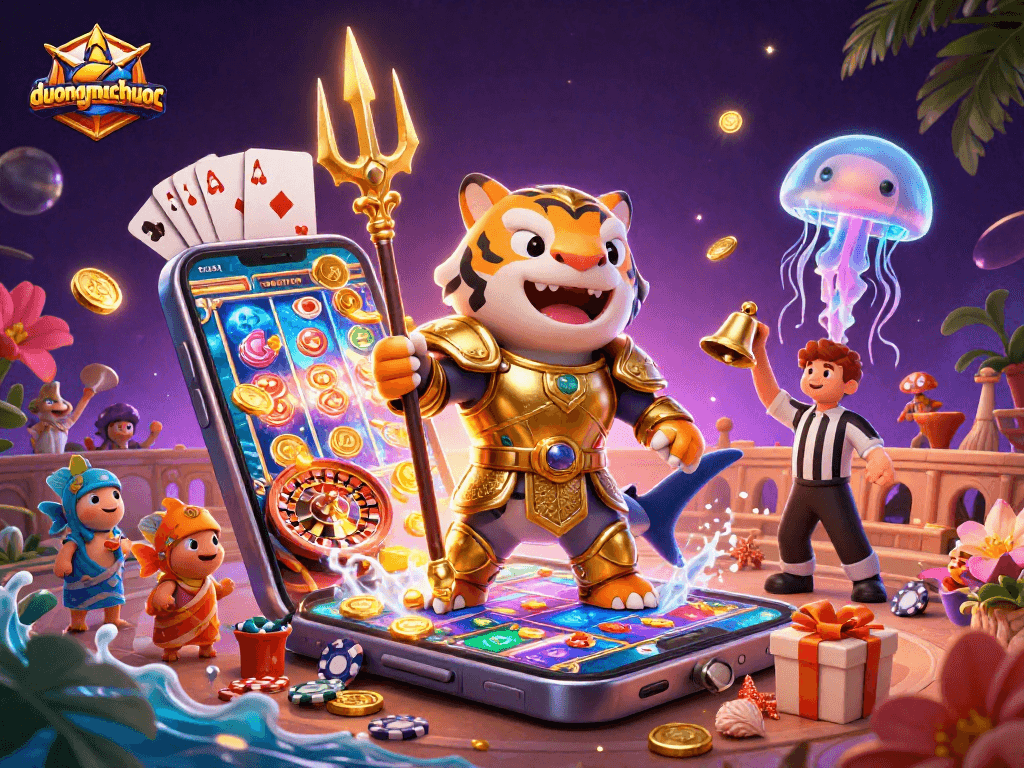 Spin the reels in duongmatchuoc, showcasing a vibrant underwater casino with dynamic gaming elements.