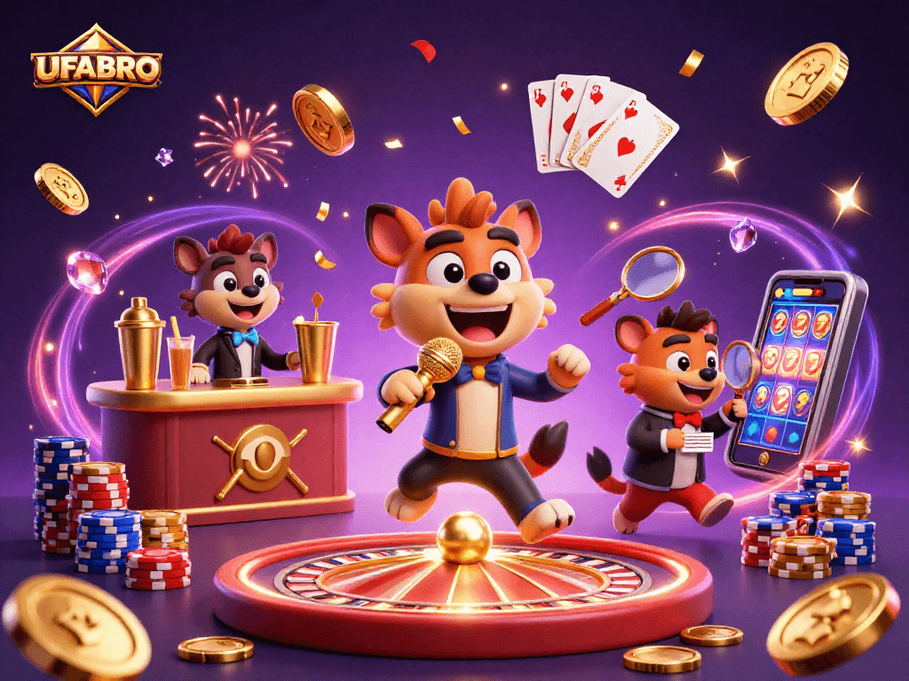 Experience the excitement of UFABRO with lively hyenas at a comedy casino club.