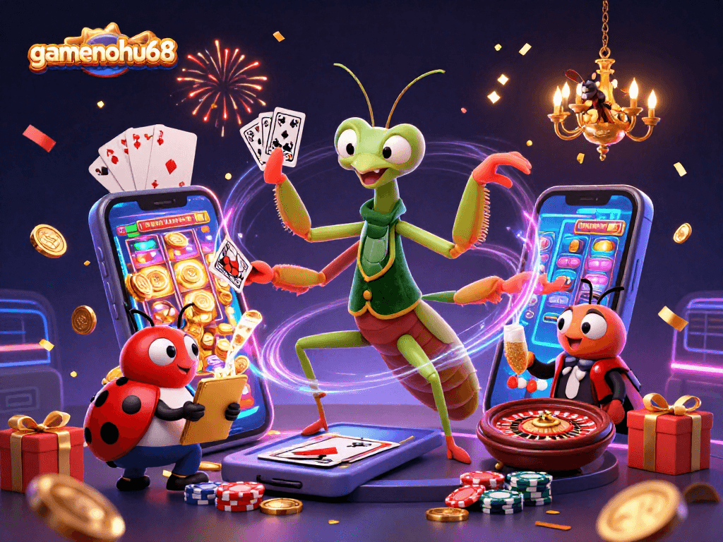Experience thrilling gameplay with gamenohu68 in this vibrant, engaging casino scene.