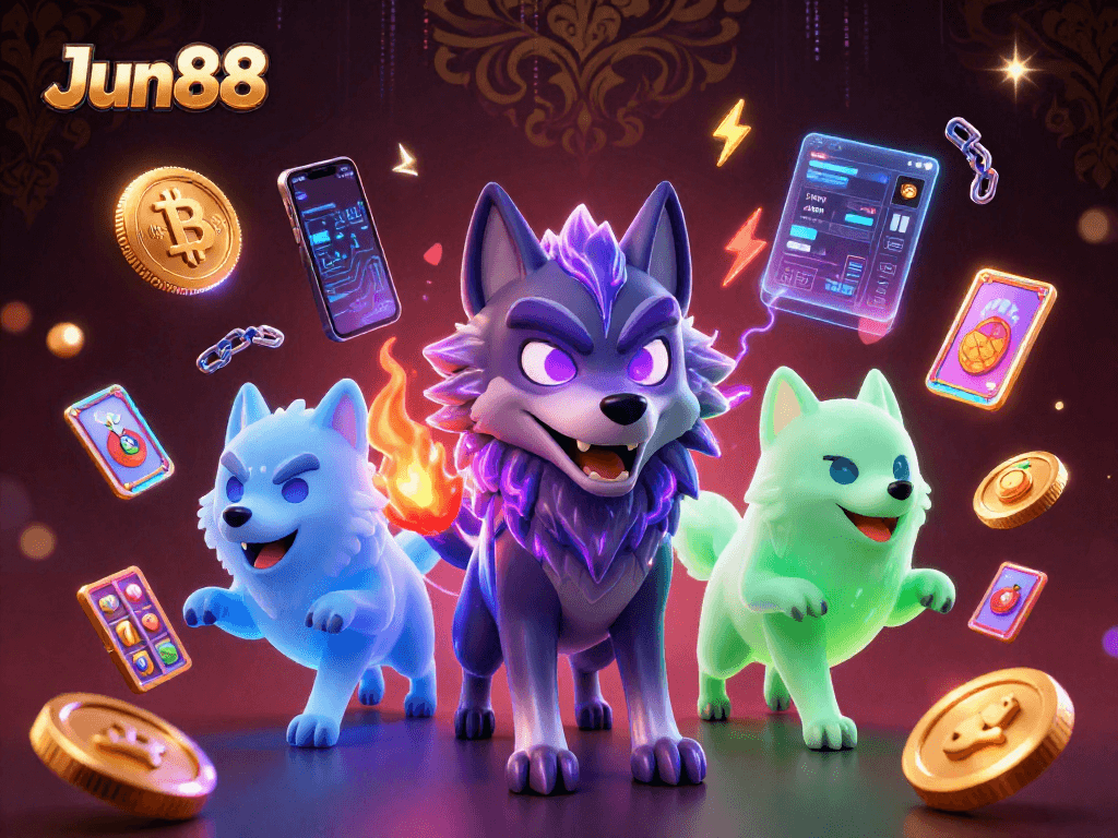 Experience thrilling gambling with Jun88 as you engage in slots with vibrant ghostly wolves.