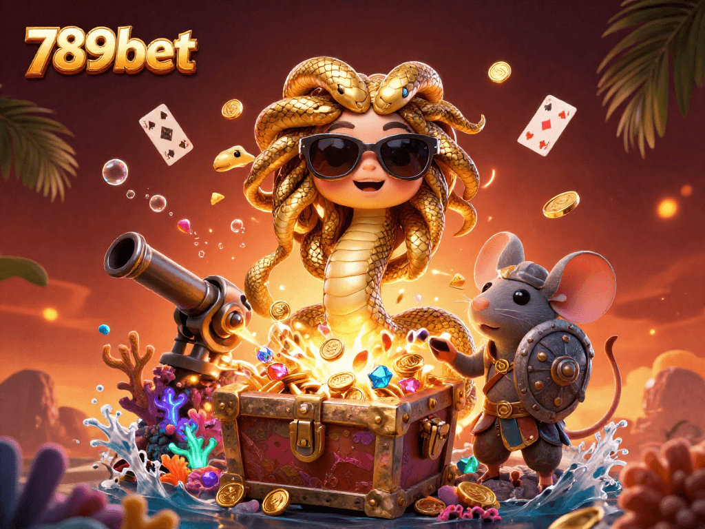 Play exciting games at 789bet with Medusa and a warrior mouse, treasure, and casino fun!