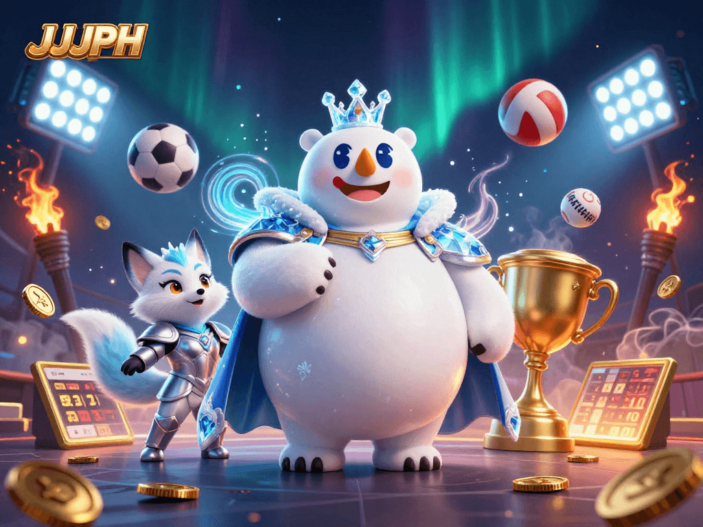 Magandang pambihirang tanawin ng JJJPH na may polar bear at snow fox sa ilalim ng aurora borealis.
