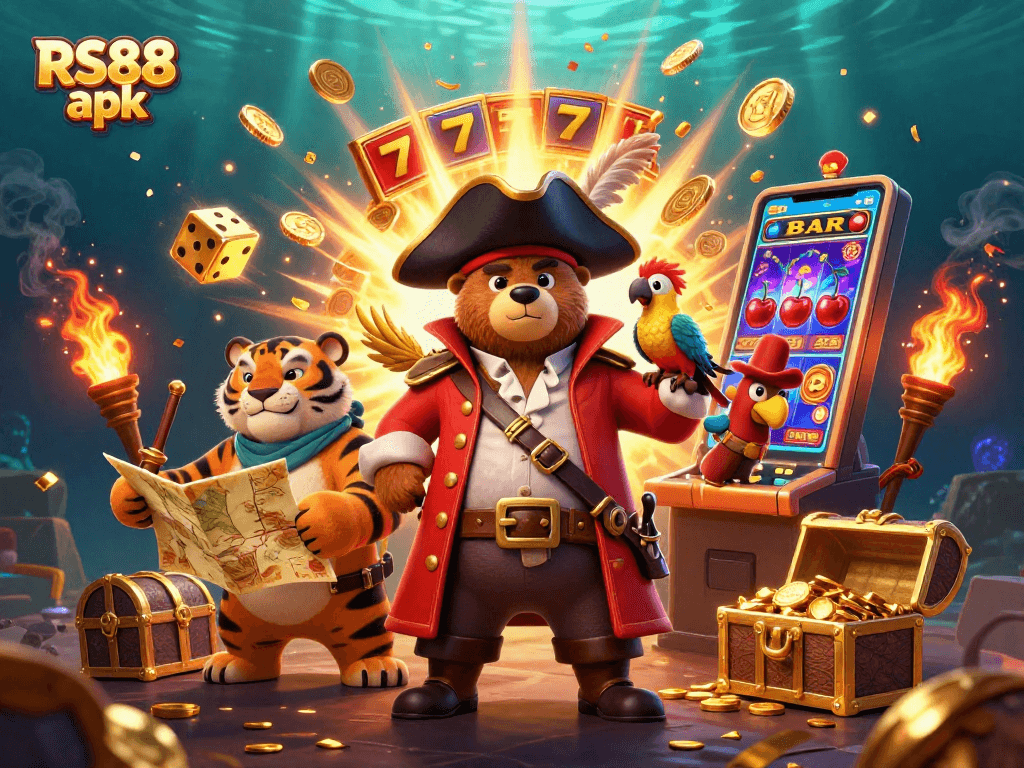 Enjoy thrilling winnings with RS88 apk in an ultra-detailed 3D casino adventure illustration.