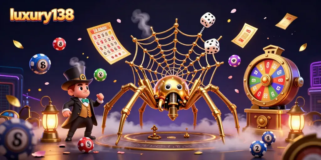 Menang di luxury138 dengan gambar ilustrasi kasino yang penuh warna dan detil.