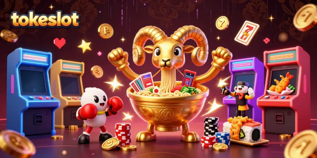Tokeslot offers an interactive gaming experience featuring vibrant arcade elements mixed with casino adventures.