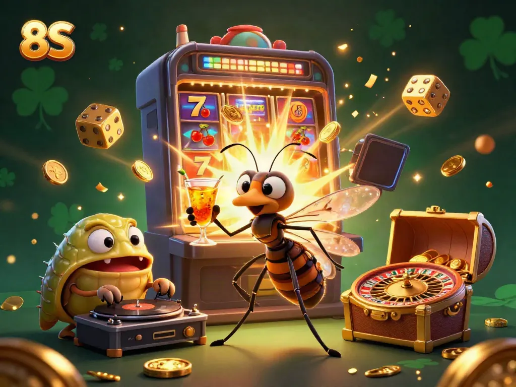 Participate in exciting gambling adventures with the 8S casino-themed characters and vibrant gaming elements.