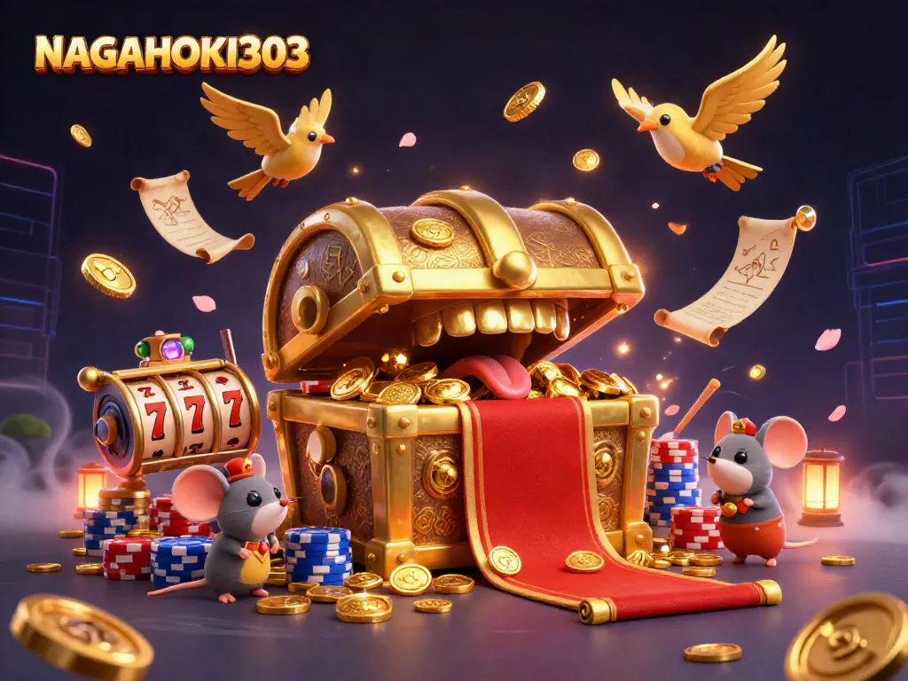 NAGAHOKI303 mengundang pemain dengan kekayaan dalam ilustrasi kasino 3D yang memikat.