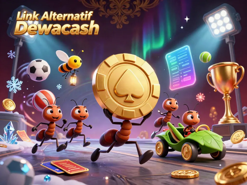 Catch the excitement of gambling with Link Alternatif Dewacash showcased in a vibrant 3D heist scene.