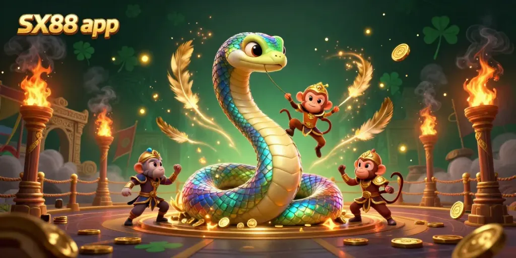 Experience the vibrant world of SX88 app with dynamic gaming elements and characters.