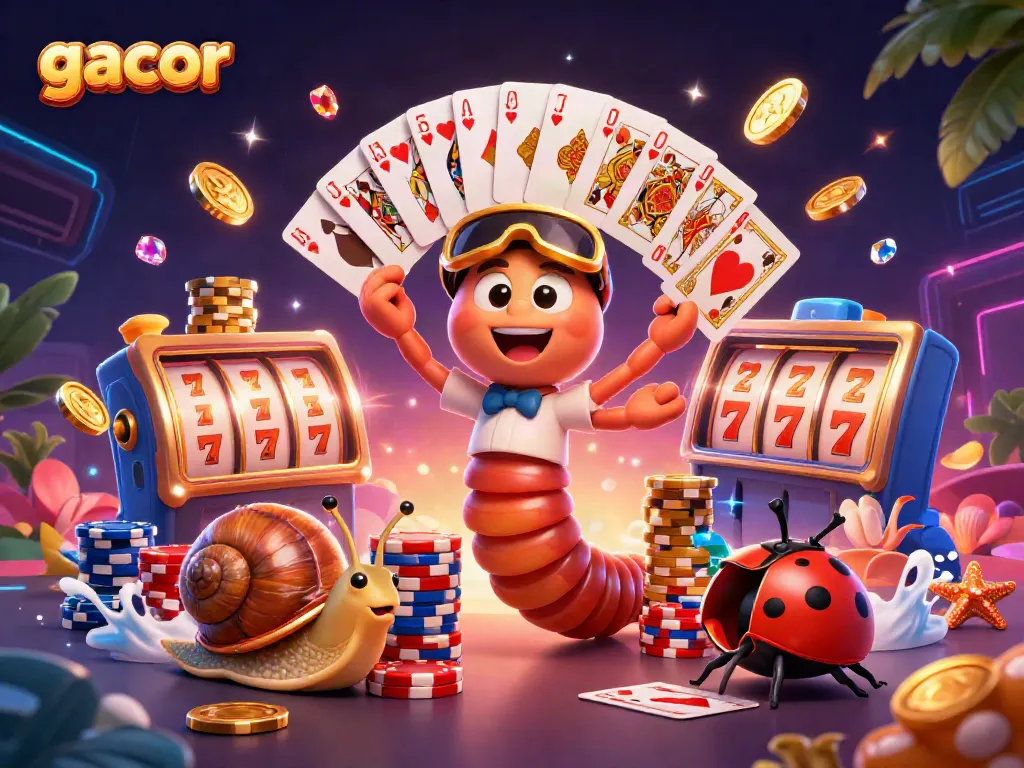 Experience the excitement of gacor slots with vibrant characters and golden rewards in this dynamic casino scene.