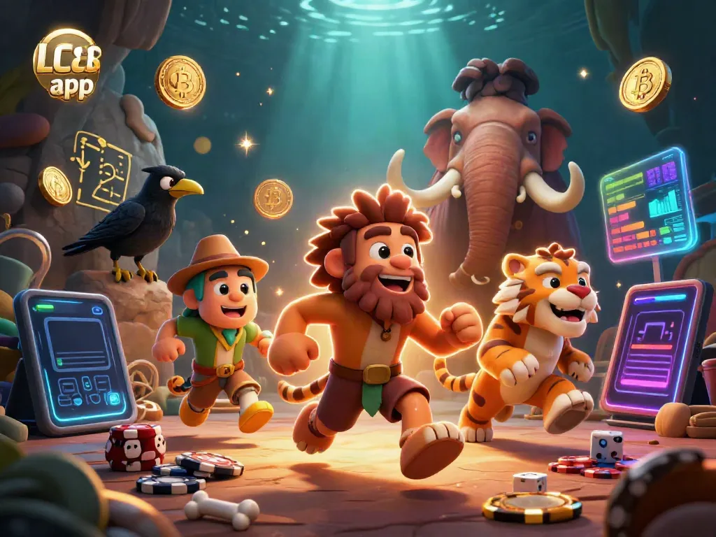 Engage in exciting gameplay with LC88 app featuring a dynamic prehistoric casino scene.
