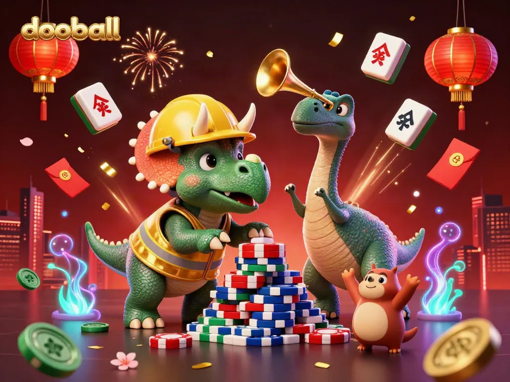 Experience dooball excitement with vibrant characters celebrating in a lively casino scene.