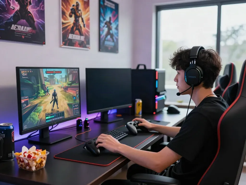 Engaging gaming workspace showcasing A80 website with vibrant graphics.
