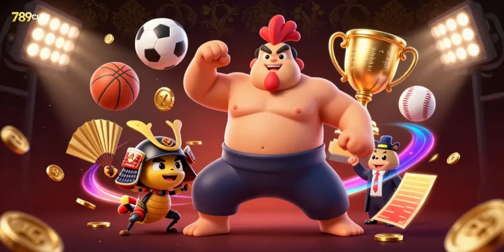 Experience thrilling betting action with 789CLUB's vibrant cheer, featuring animated sports elements and exciting characters.