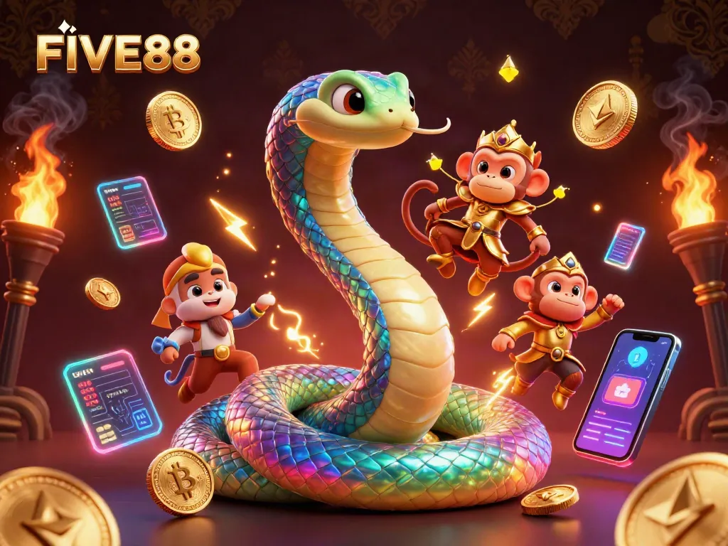 Experience winning excitement at FIVE88 with an enchanting casino-themed 3D illustration.