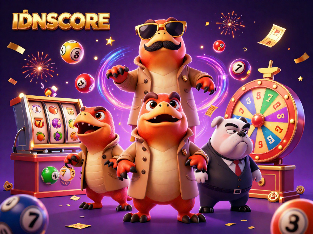 Watch IDNSCORE characters in a 3D scene filled with vibrant casino elements and dynamic energy.