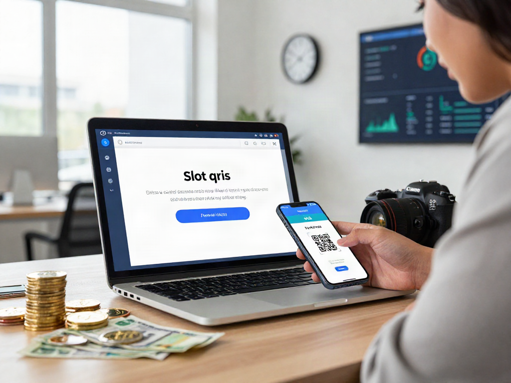 Engaged professional analyzing slot qris payment data on laptop in modern office.
