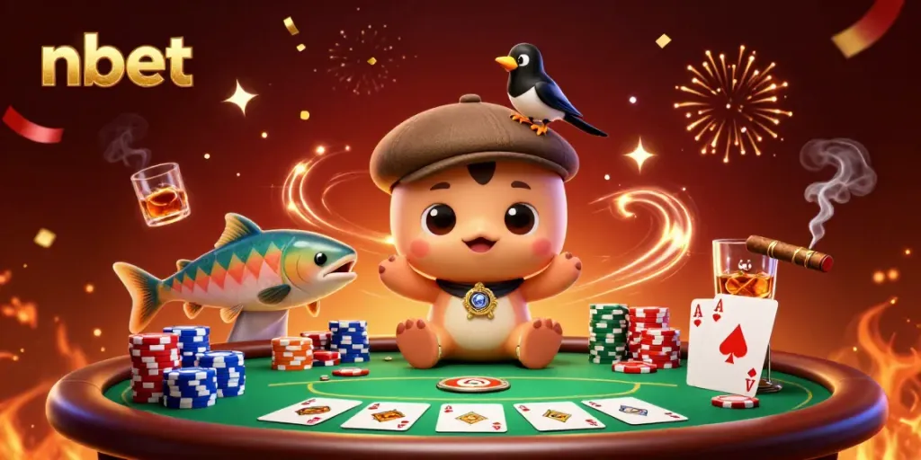 Experience thrilling gameplay at nbet with cartoon characters enjoying a vibrant casino atmosphere.