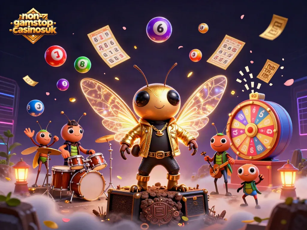 Join the excitement with non-gamstop-casinosuk as the cicada rock star and band perform!