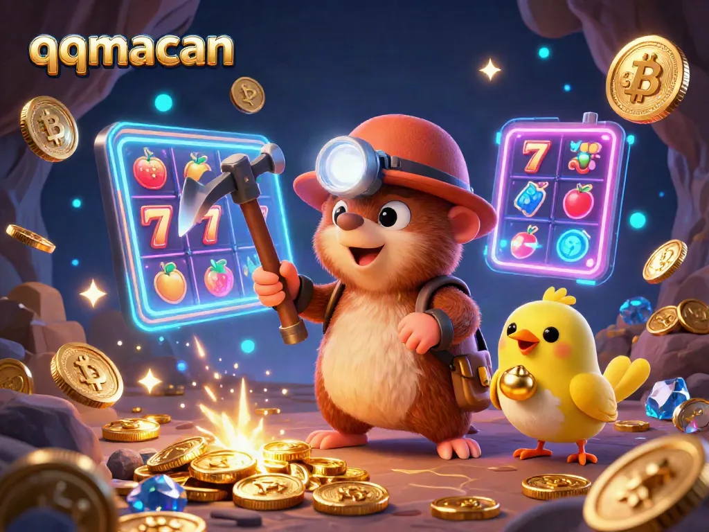 Experience excitement with qqmacan as the treasure hunter mole uncovers hidden slots riches in a dazzling digital scene.