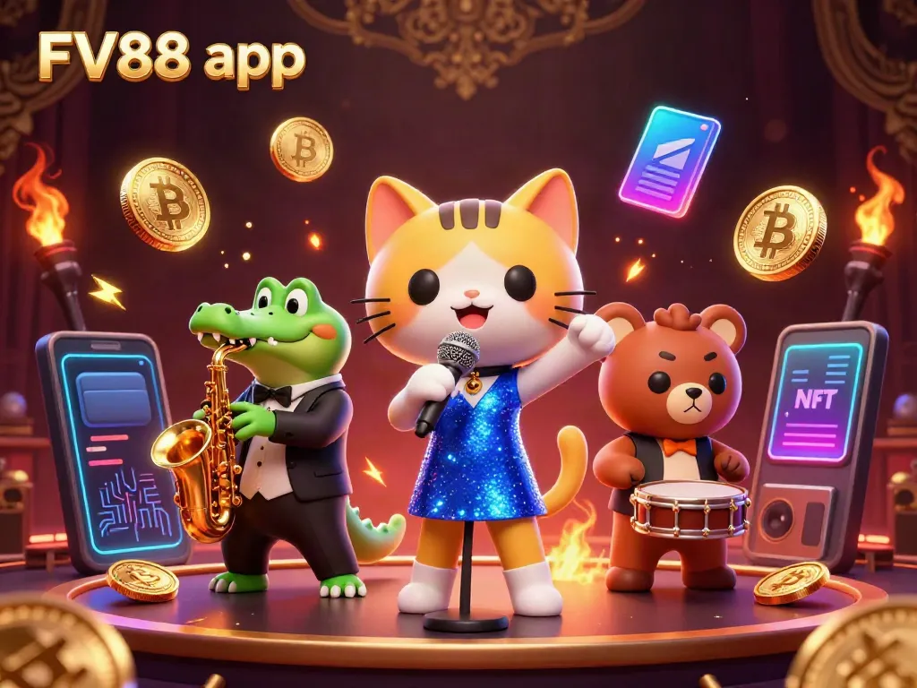 Spin winning slots with the FV88 app, featuring colorful 3D characters and casino elements.