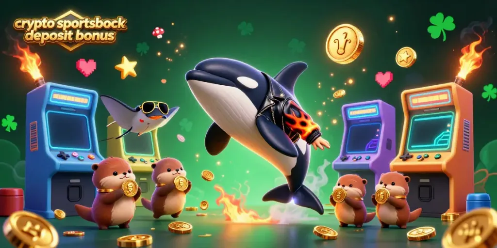 Experience the excitement of winning with a crypto sportsbook deposit bonus in an immersive, colorful scene.
