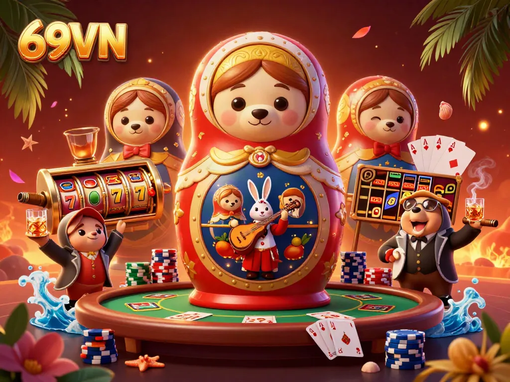 Experience thrilling gaming at 69VN with vibrant slot machines and live casino excitement.