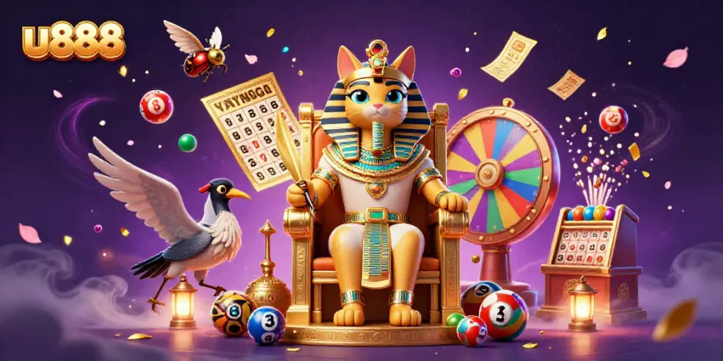 Experience u888’s vibrant gaming world featuring dynamic lottery elements and a majestic Egyptian theme.