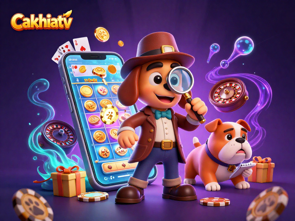 Cakhiatv - Discover a rich scene with a detective and bulldog exploring casino clues in immersive 3D.