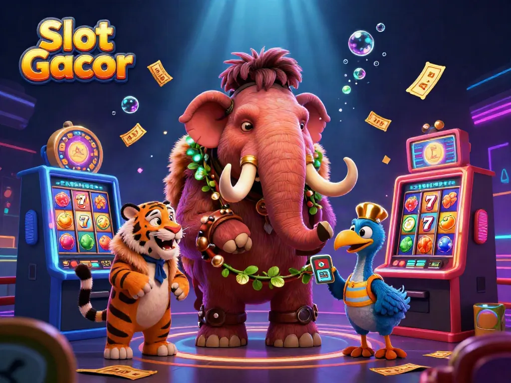 Experience the excitement of Slot Gacor with vibrant characters and dynamic casino elements in a rich 3D scene.
