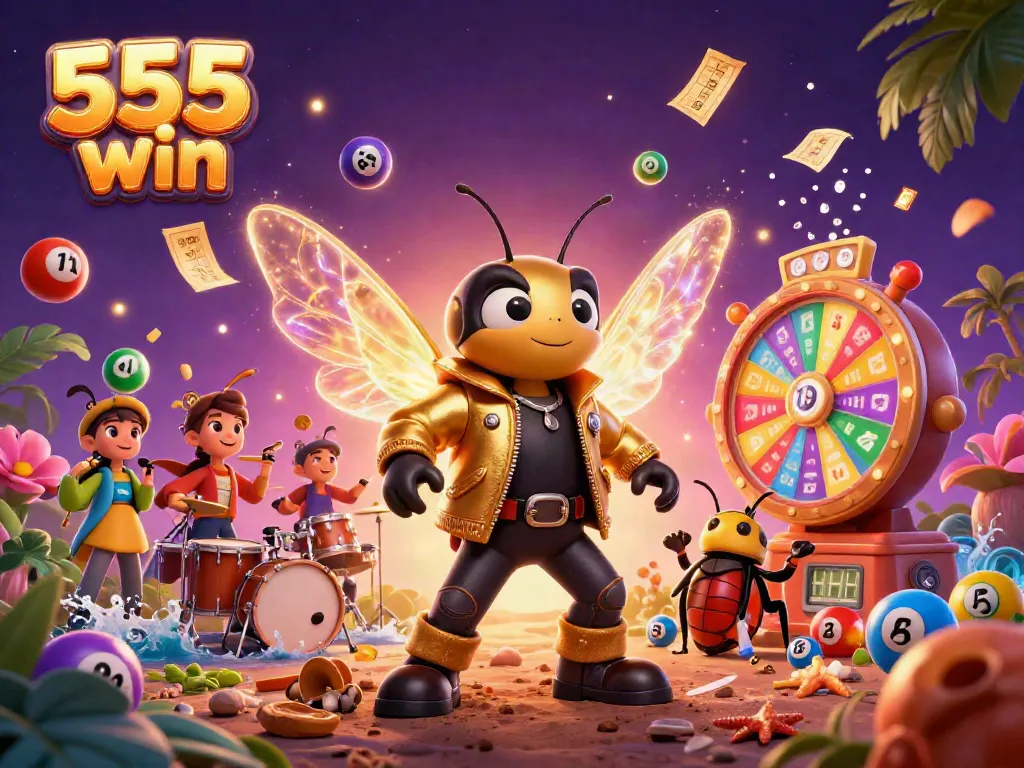 Experience thrilling gameplay with 555 win as animated characters celebrate winnings in a vibrant casino scene.