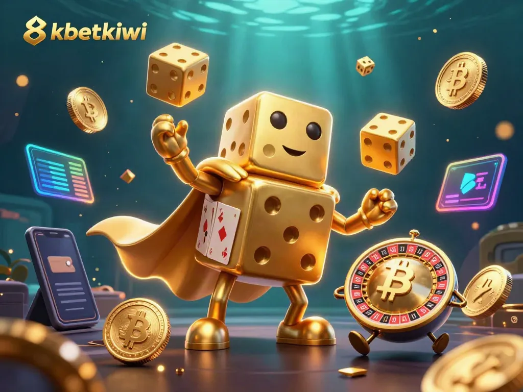 Engage with the vibrant 8xbetkiwi casino experience, showcasing dynamic characters and crypto elements.