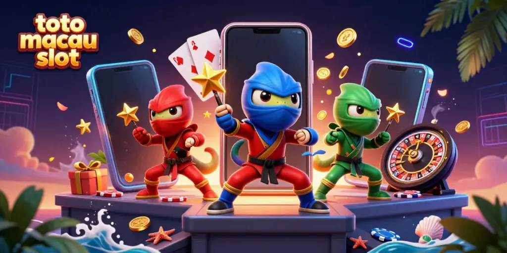 Mencoba keberuntungan di toto macau slot dengan karakter kartun chameleon menguji keterampilan di atap kota.