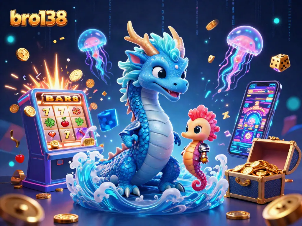 Spin to win big with bro138 in this vibrant 3D casino fantasy scene!