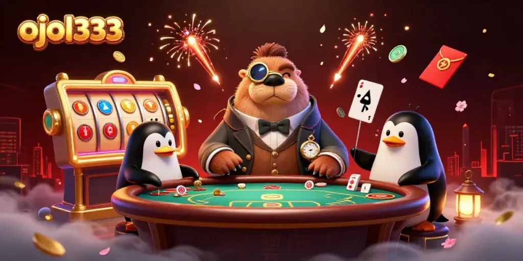 Experience the dynamic game atmosphere of ojol333 with a vibrant underwater casino scene featuring engaging characters and colorful elements.