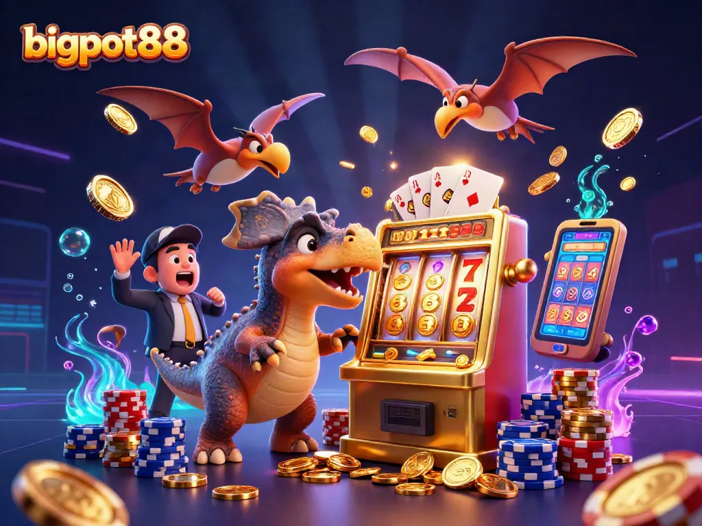 bigpot88 menang jackpot dengan mesin slot dan dinosaurus di kasino