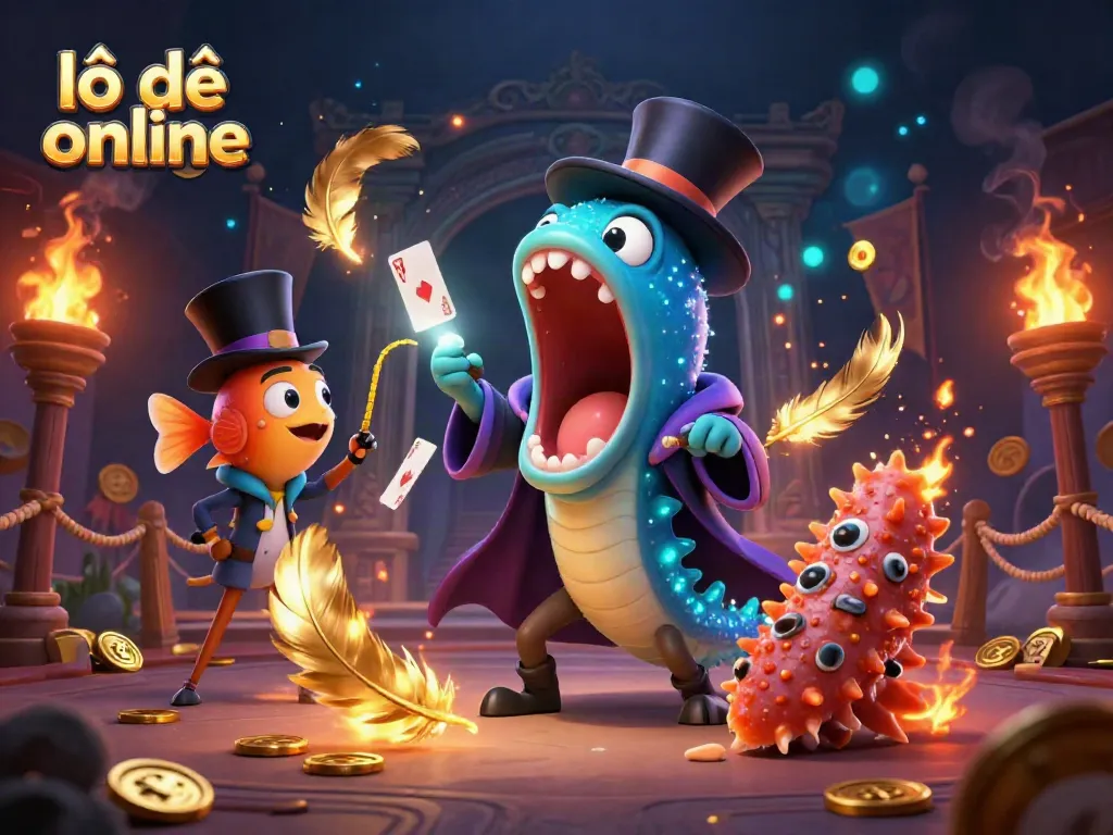 Join the excitement of lô đề online with thrilling card tricks by a magical eels in a vibrant underwater casino setting.
