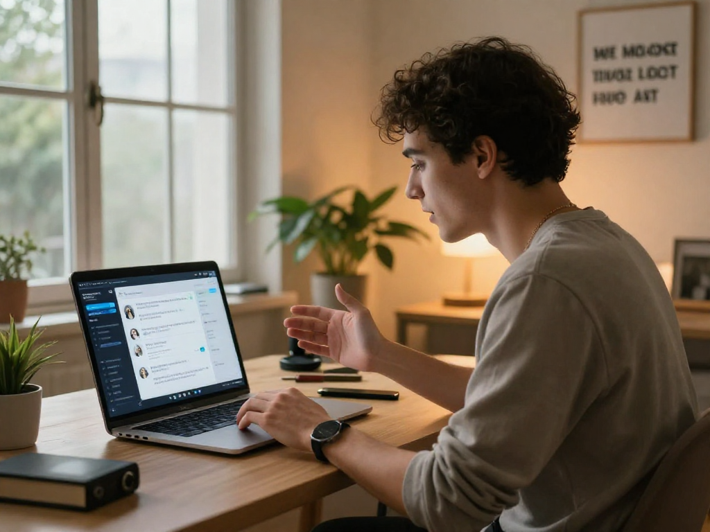 Engaging user experience with ai porn chat interface in a modern home office setting
