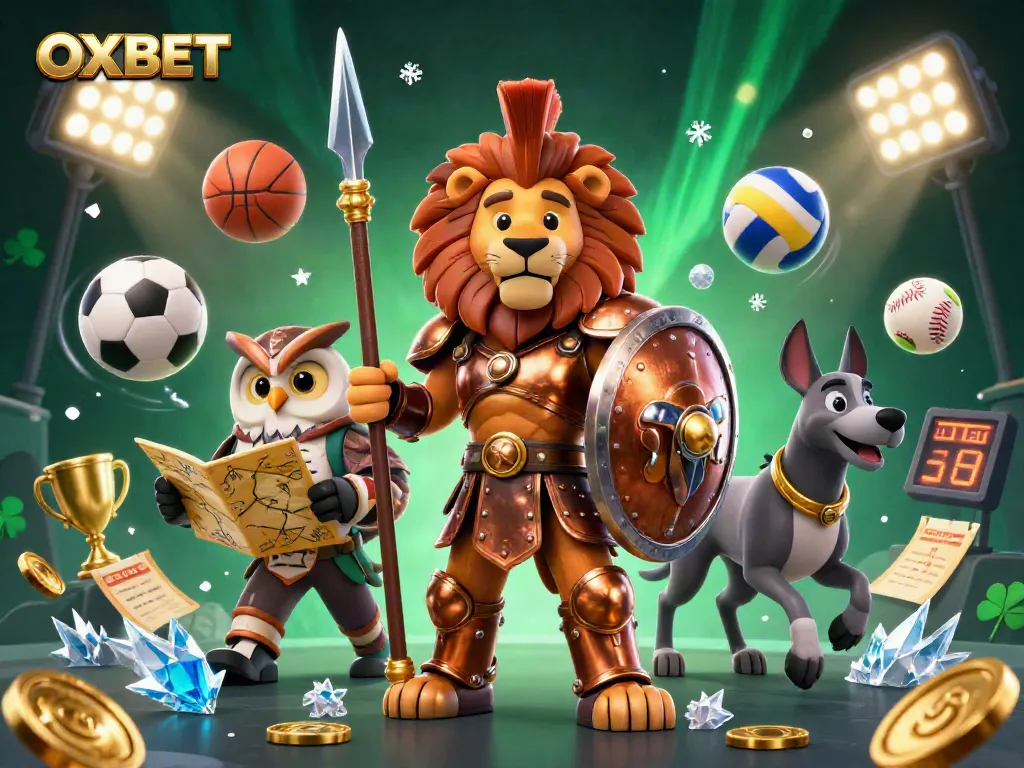 Experience thrilling action at OXBET with a vibrant 3D casino scene featuring dynamic sports elements and characters.