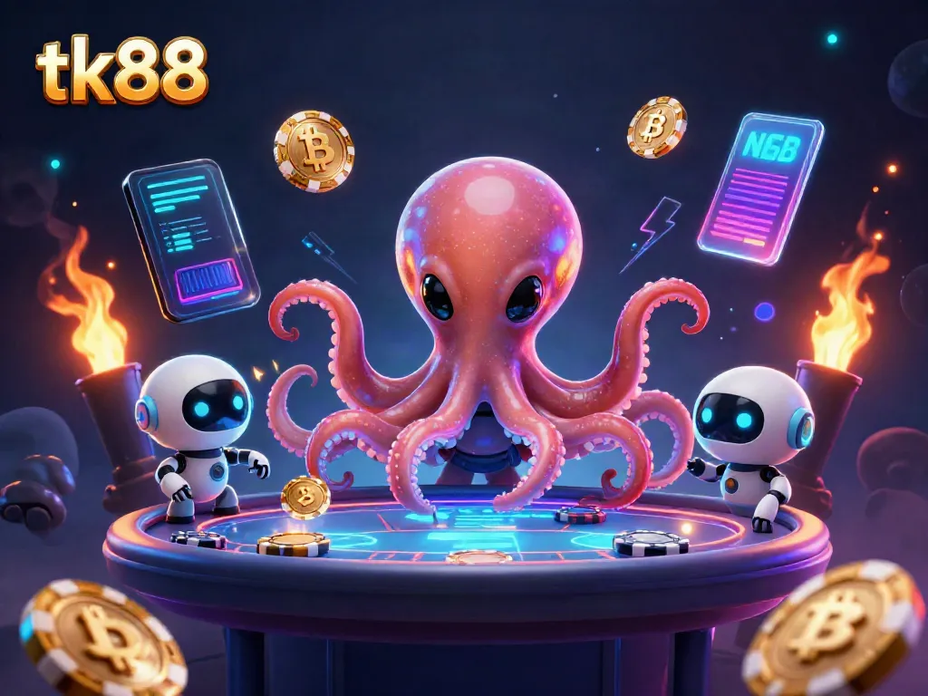 Experience the exciting world of tk88 with this vibrant casino-themed digital illustration.