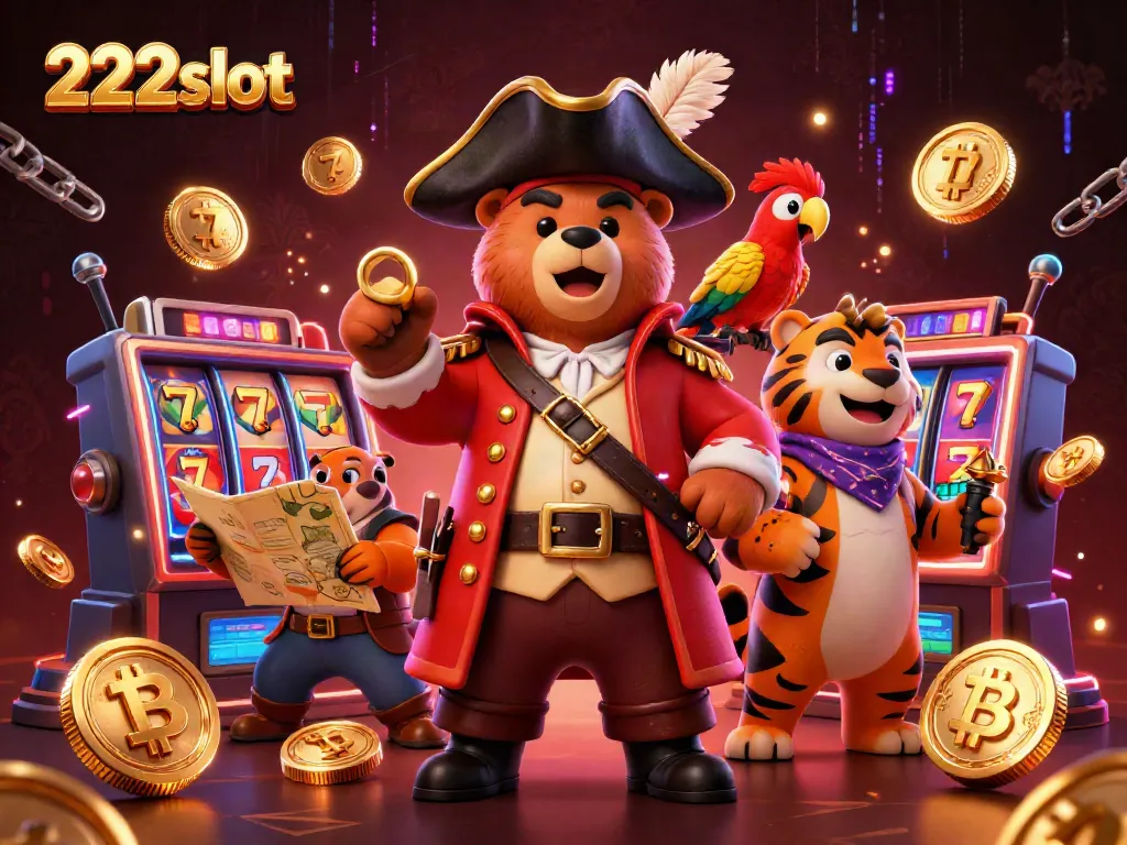 Mainkan 222slot dengan pengantar karakter beruang bajak laut dan simbol slot untuk pengalaman permainan yang lebih seru.