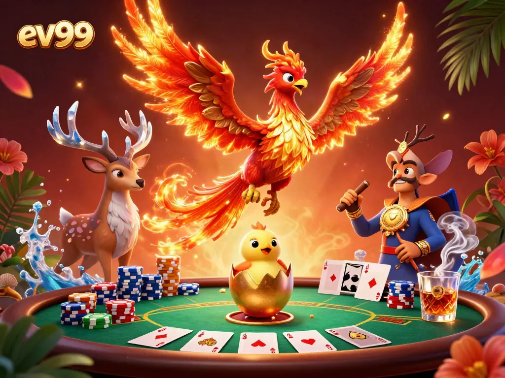 Experience winning thrills with ev99 in a vibrant poker scene filled with fantasy elements.
