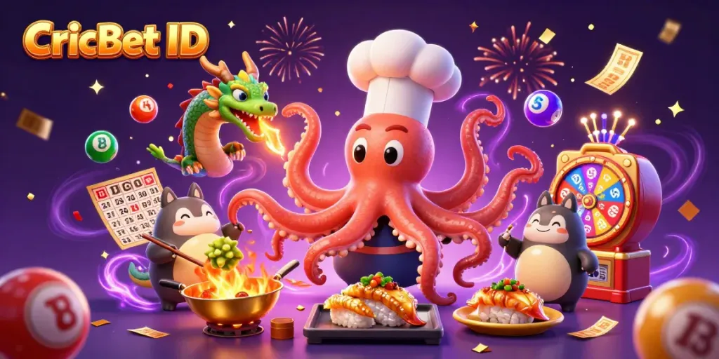 Experience exciting gameplay with CricBet ID as animated characters celebrate amidst colorful lottery elements.
