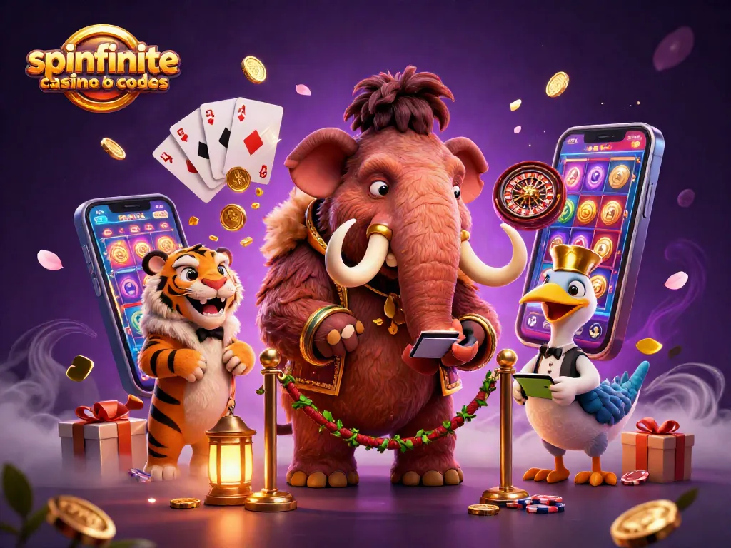 Experience the excitement of Spinfinite Casino bonus codes through this vibrant 3D digital illustration.