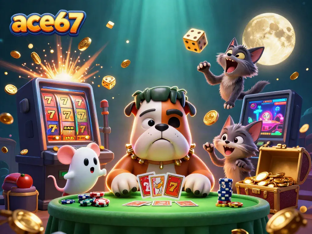 Experience casino thrills with the ace67 bulldog dealer, jackpot and vibrant game elements lighting up the scene.