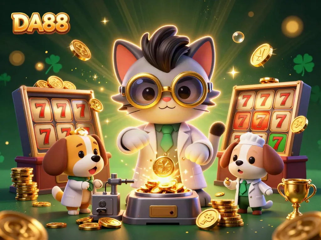 Spin the reels with DA88 while a mad scientist cat creates winning opportunities!