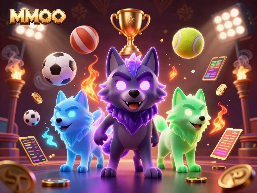 Experience thrilling gameplay at MMOO with ghostly wolves and dynamic sports betting elements in this captivating illustration.