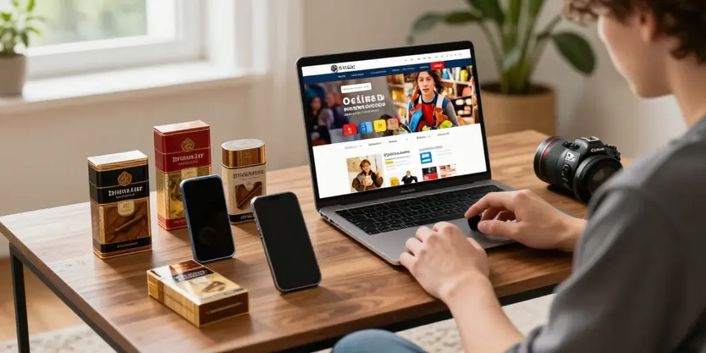 Browse cheap tobacco online Australia with premium products displayed in a cozy setting.