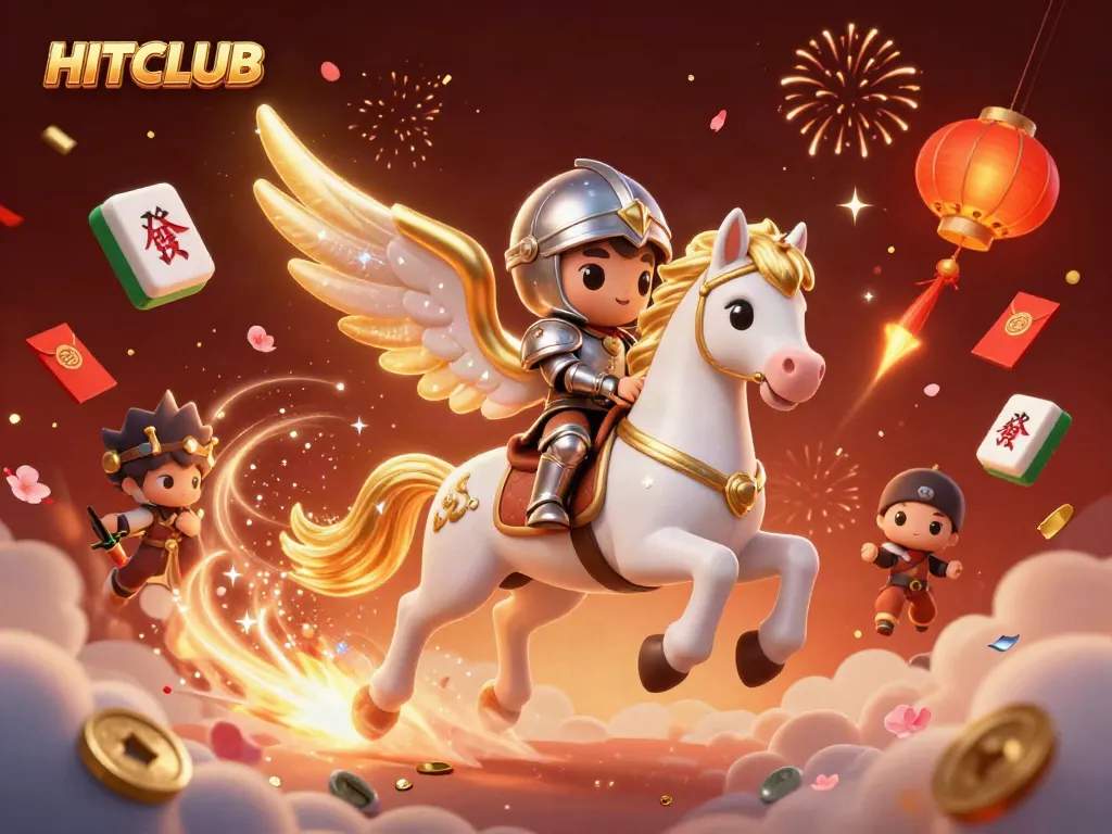Experience exciting gameplay at HITCLUB with captivating visuals of a mythical scene filled with festive elements.